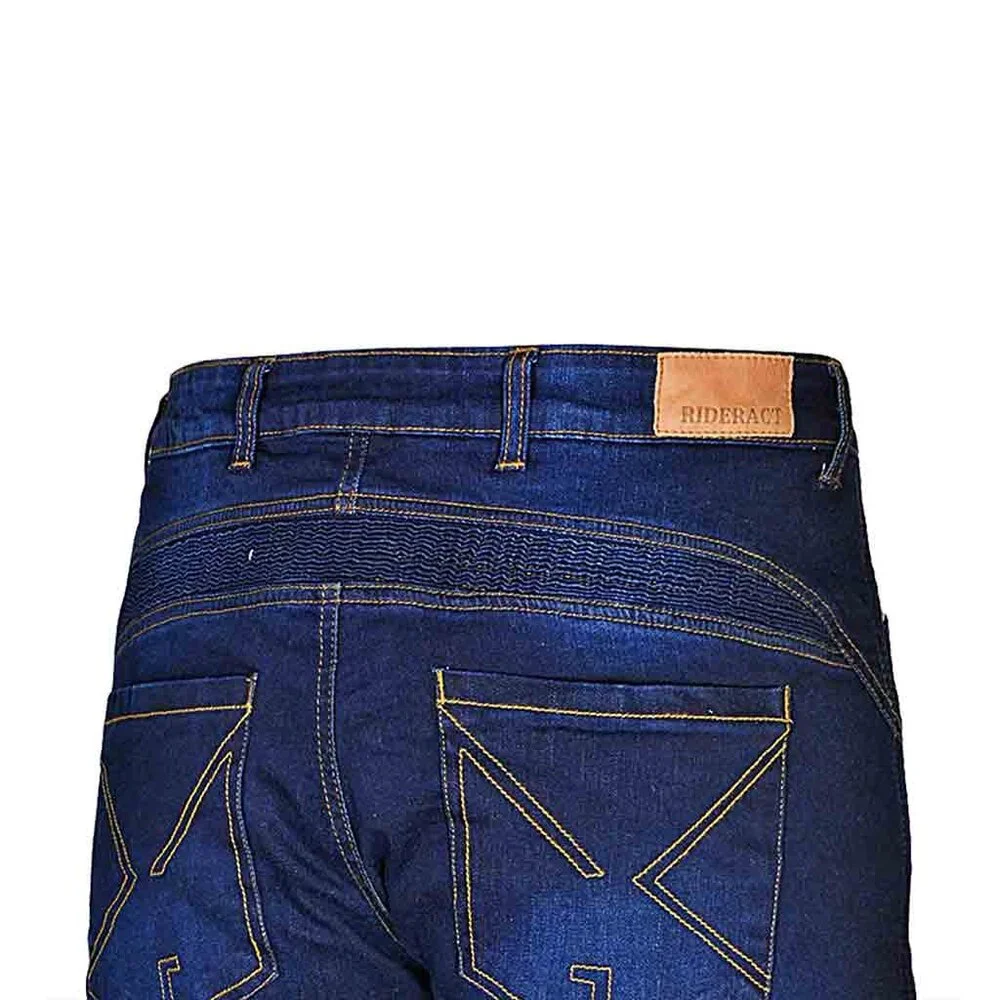 RIDERACT® Mens Biker Riding Denim Pants Reinforced Dark Blue Denim Jeans NEW